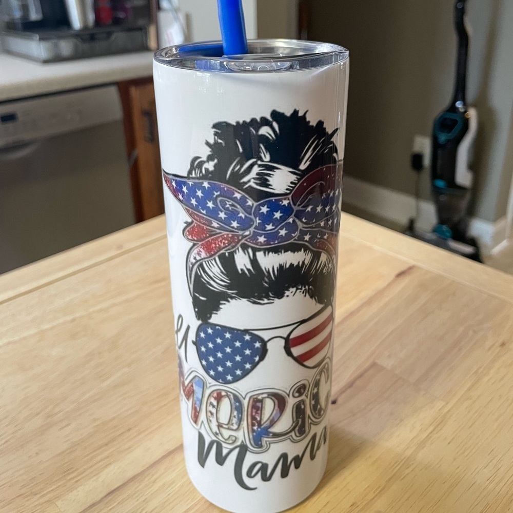 Messy Bun All American Mama 20oz Stainless Steel Tumbler-NEW Custom Made